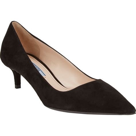 prada suede pointed-toe pumps|prada kitten heel boots.